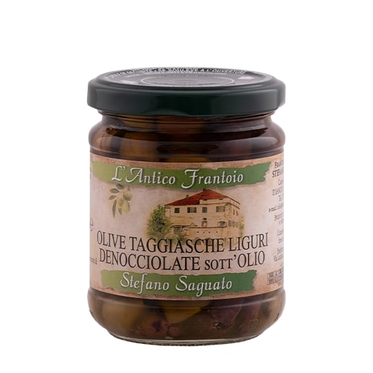 Masline Taggiasche italiene fara samburi Frantoio di Saguato 180g - Delicii Gourmet