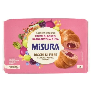Cornuri Integrale Cu Crema De Fructe De Padure Sfecla Si Struguri Misura Fibrextra Viola 300G 6 Buc