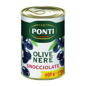 Masline Italia Negre Fara Samburi In Saramura Ponti 400G